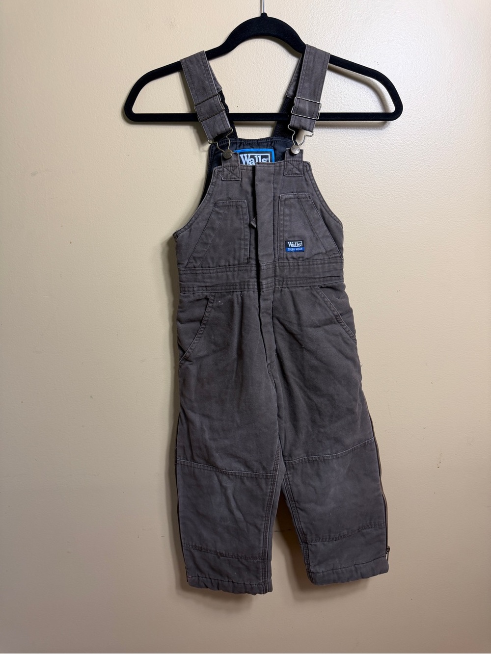 Walls Tough Wear Youth Insulated Bib Overalls Brown Size 6/7 Small Kidz Grow